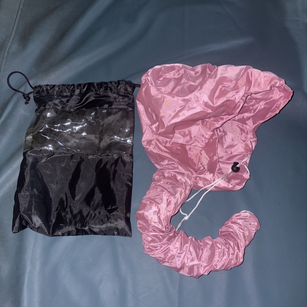 Unbranded Pink Hair Drying Cap Bonnet Attachment for Blow Dryer with Storage Bag